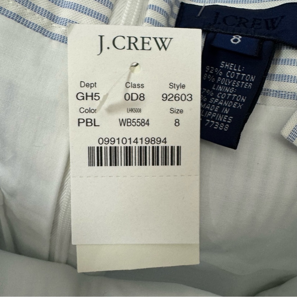 J Crew Dress Pinstripe Print Nautical Blue White Lined Cotton Knit Classic Retro - Picture 10 of 11